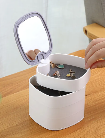 4 Portion Jewellery Box With Mirror