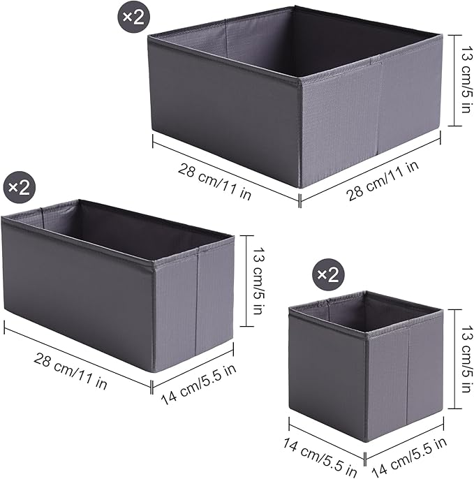 6 Pcs Drawer Organizers, Durable Fabric