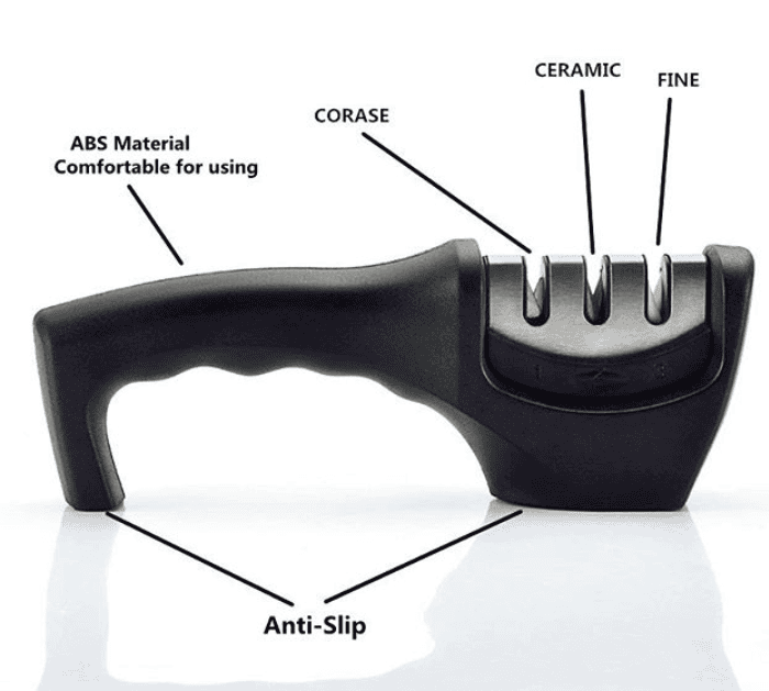 Manual Knife Sharpener for Kitchen Knives with Steel Stage Sharpening Kit