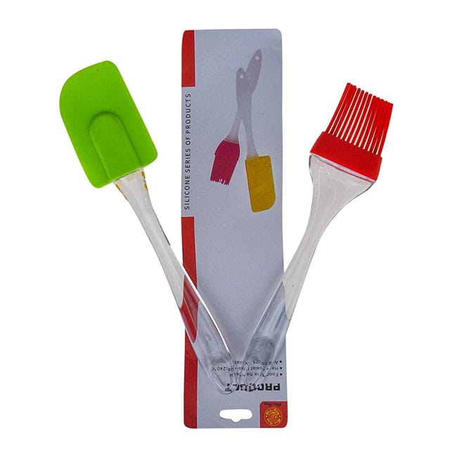 2 pcs set silicone spatula with brush