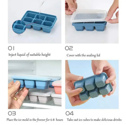 Mini Ice Cubes Tray With Lid(Pack Of 3)