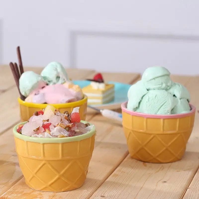 Set of 3 Reusable Cream Cups with Spoons for DIY Desserts and Tablewar