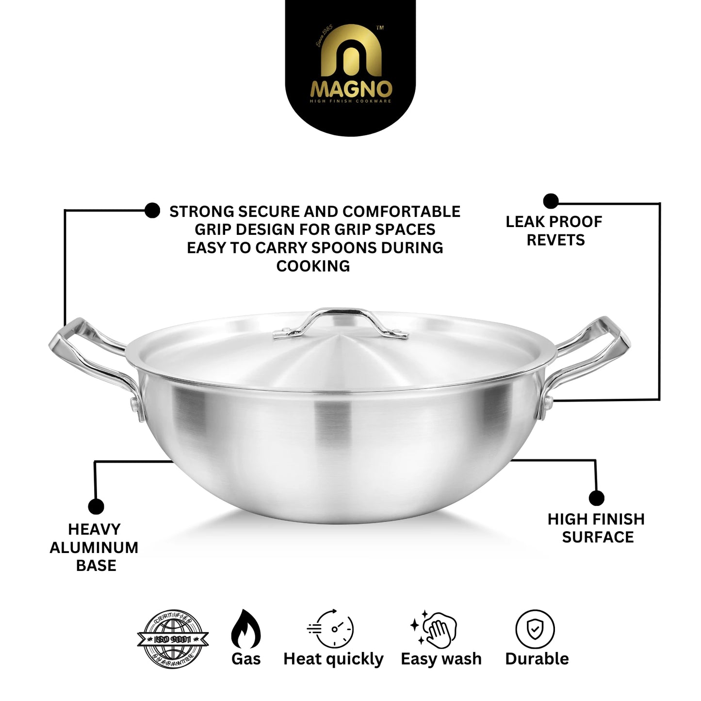 Wok/Karahi 30cm Metal Finish