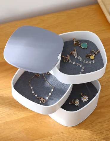 4 Portion Jewellery Box With Mirror