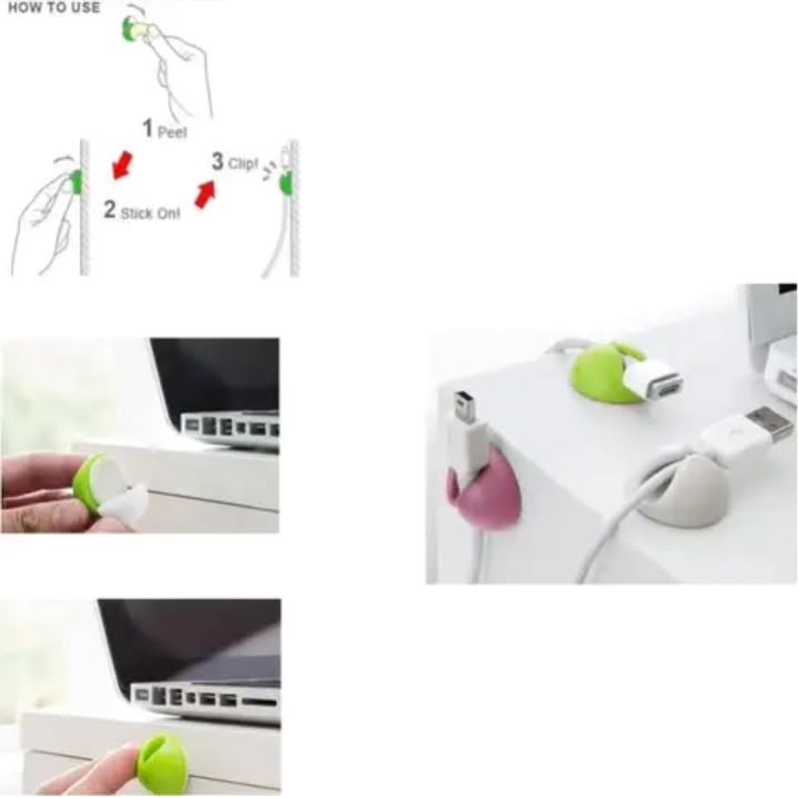 6 Pcs Self Adhesive Silicone Cable Clips