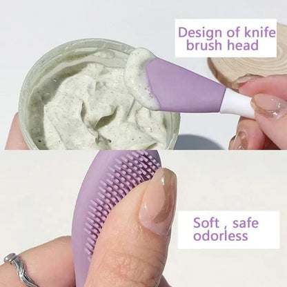 Double Head Silicone Facial Brush and DIY Clay Mask Applicator for Exfoliating Skin Care