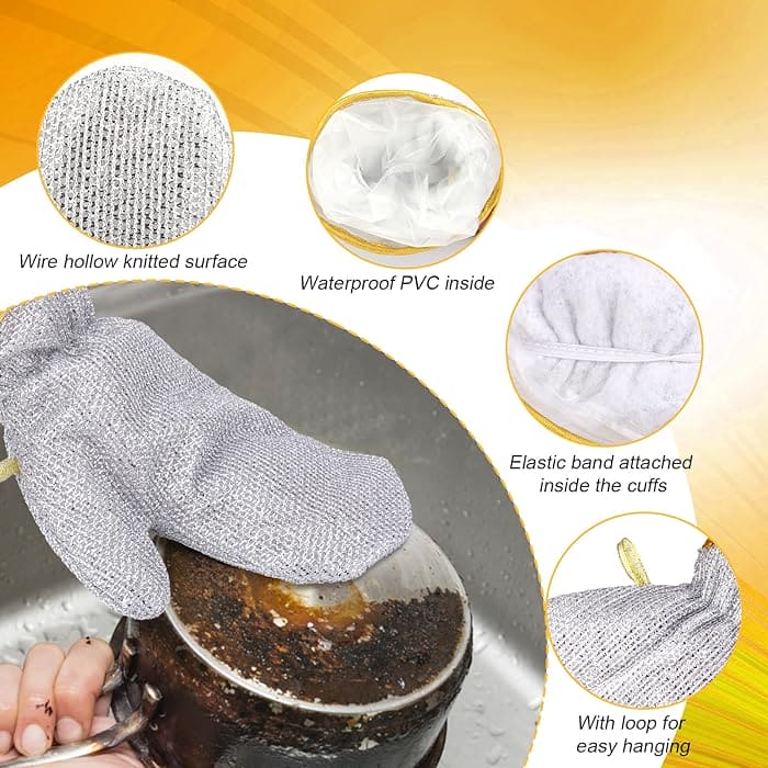 Steel Wire Dishwashing Gloves: Waterproof Multipurpose Cleaning and Oil-Free Rag