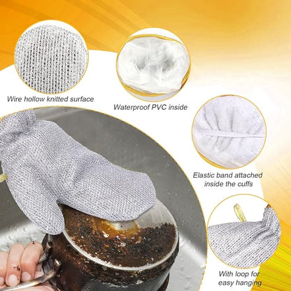 Steel Wire Dishwashing Gloves: Waterproof Multipurpose Cleaning and Oil-Free Rag