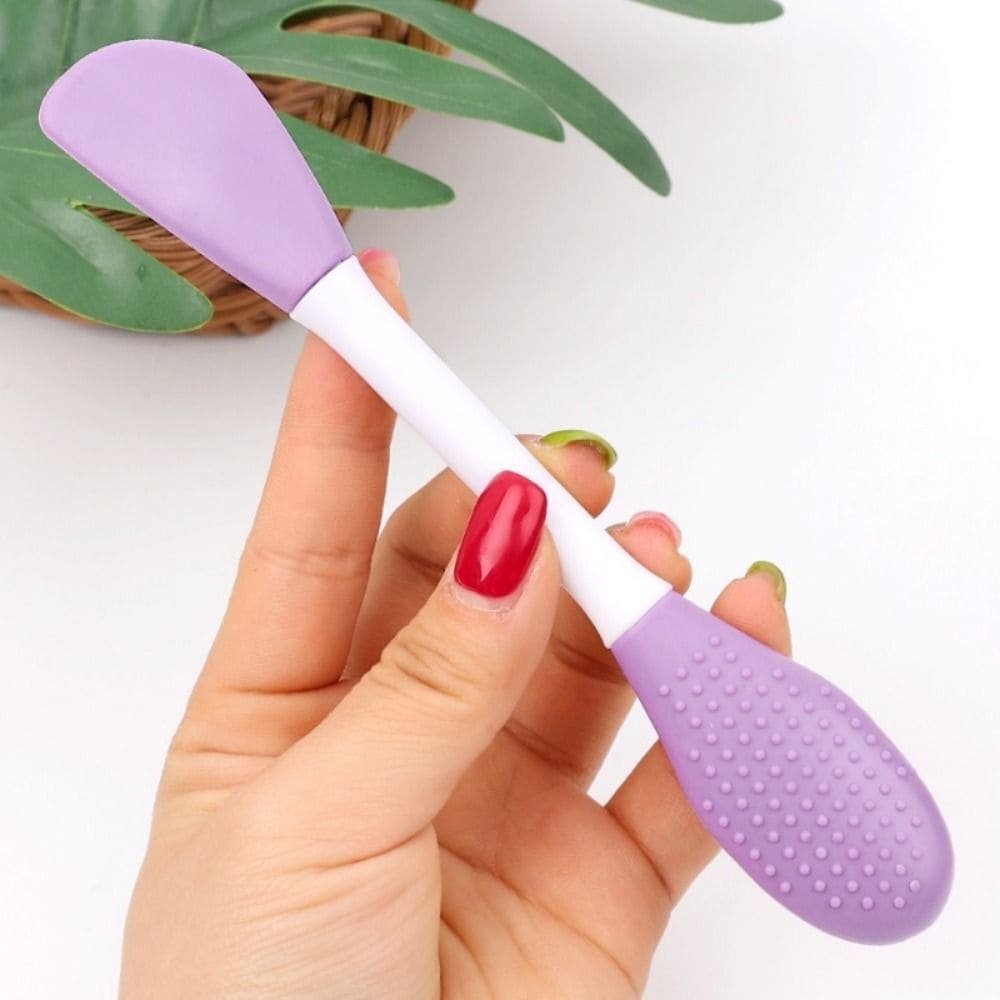 Double Head Silicone Facial Brush and DIY Clay Mask Applicator for Exfoliating Skin Care