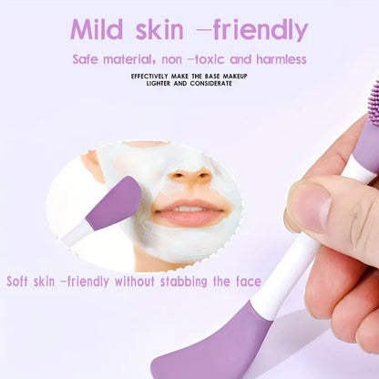 Double Head Silicone Facial Brush and DIY Clay Mask Applicator for Exfoliating Skin Care
