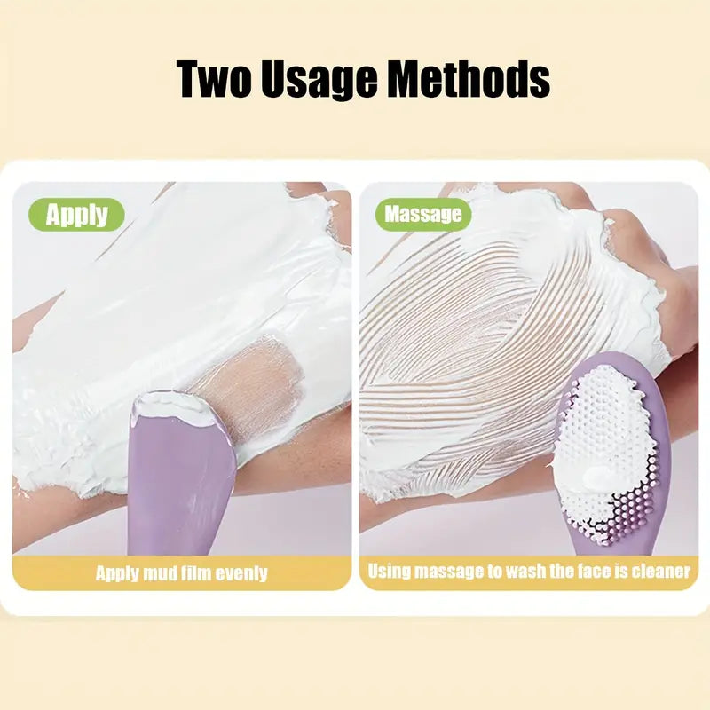 Double Head Silicone Facial Brush and DIY Clay Mask Applicator for Exfoliating Skin Care