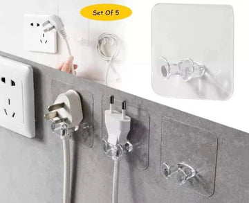 Self Adhesive Wall Hanger Storage Transparent Hooks Pack Of 5
