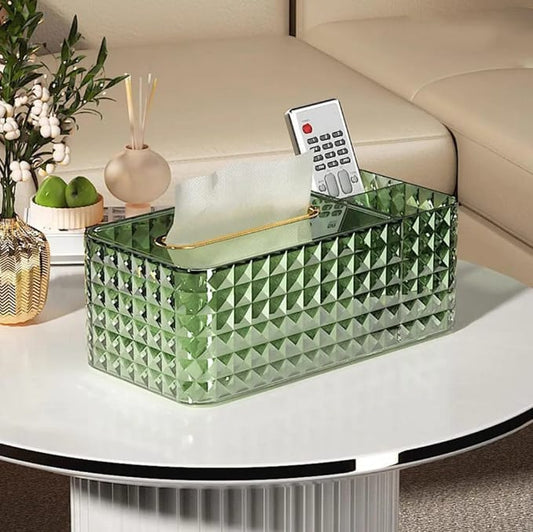 Diamond Pattern Tissue Box-Green