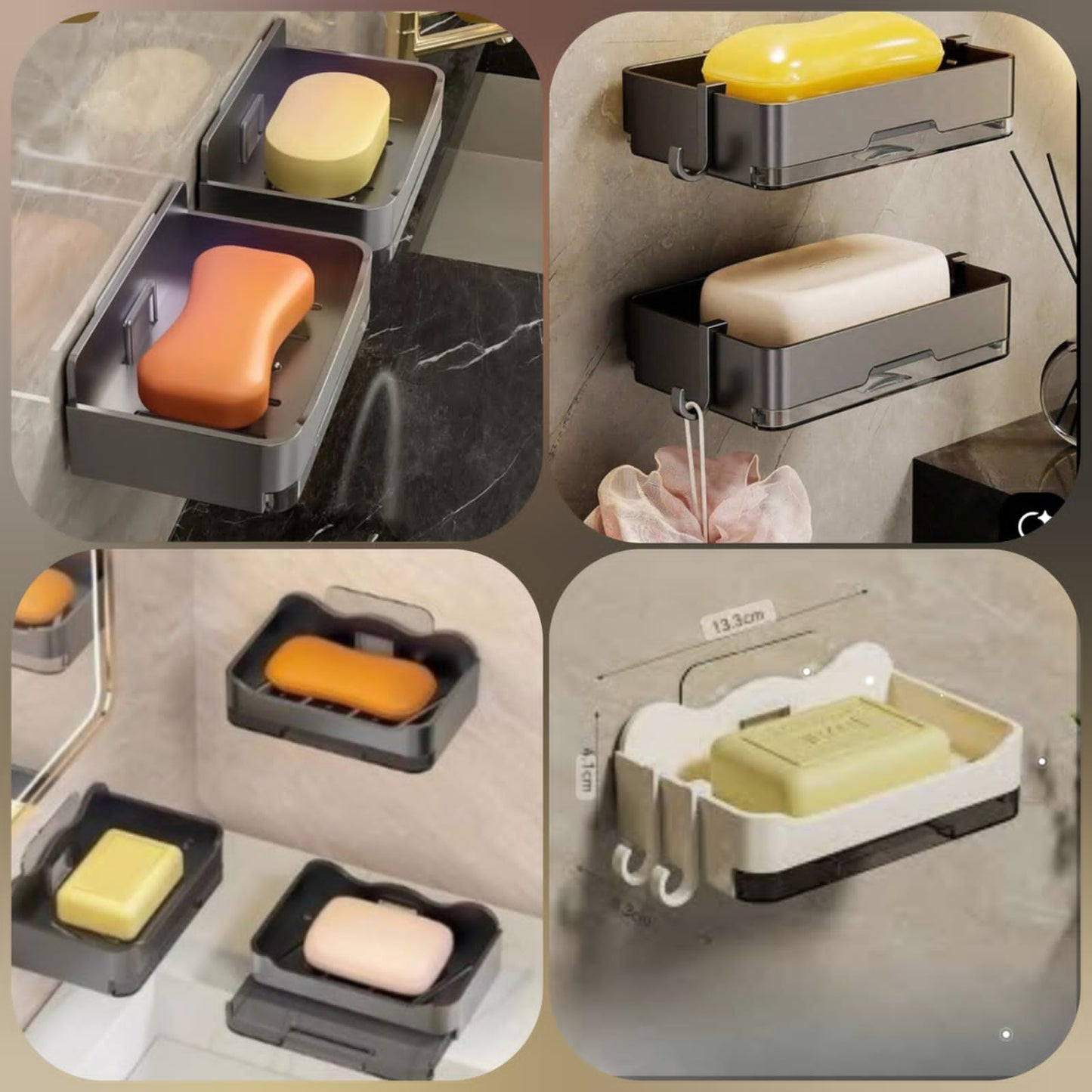 Wall-Mounted Soap Dish with Drain