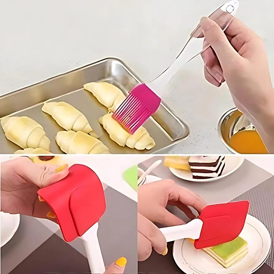 2 pcs set silicone spatula with brush