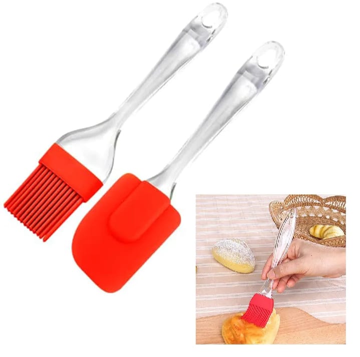 2 pcs set silicone spatula with brush