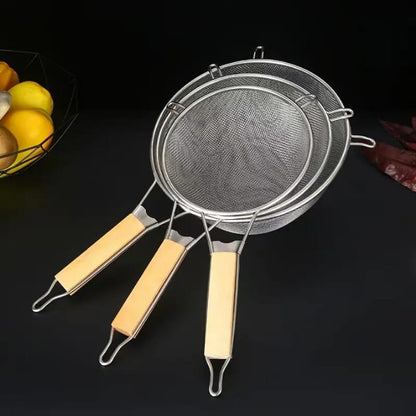 Rice strainer wood handle