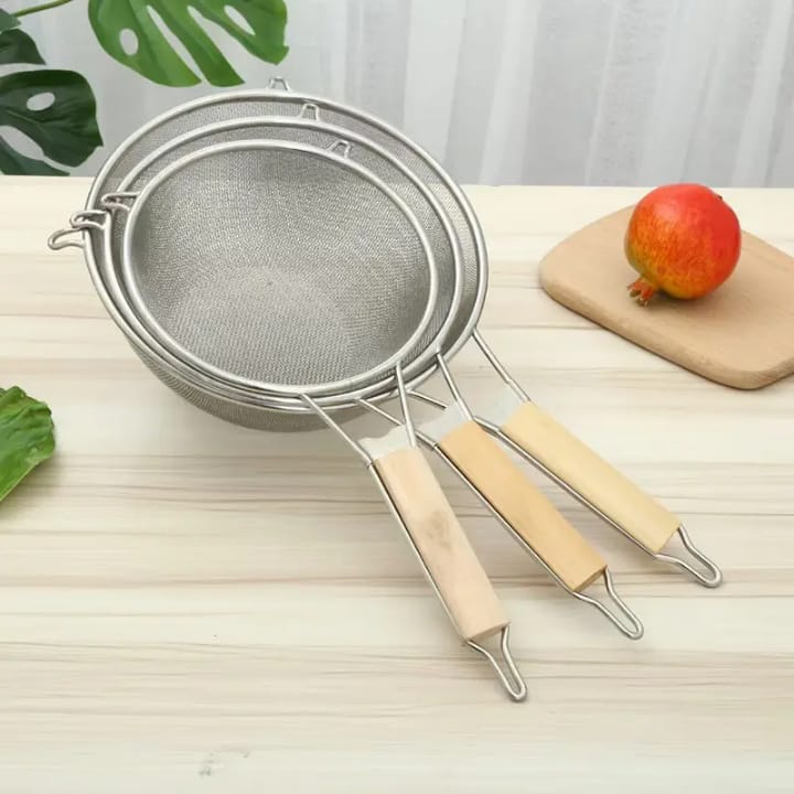 Rice strainer wood handle