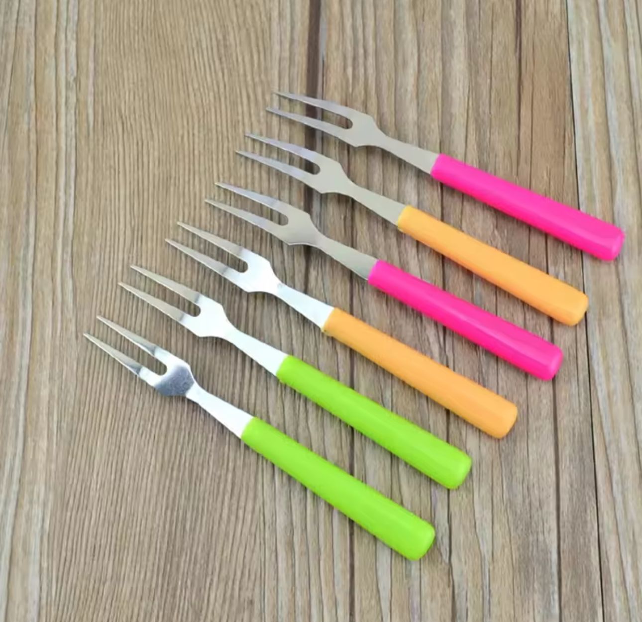 Stainless Steel Fruit Forks with Vibrant Green Handles - Dessert & Appetizer Picks