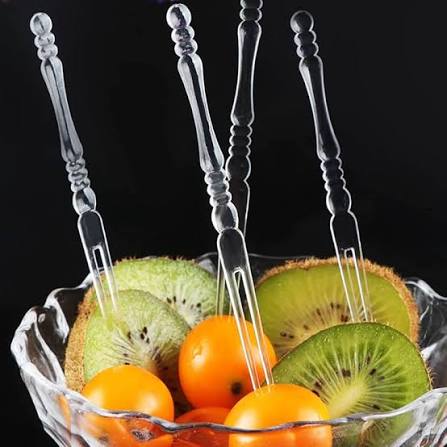 Crystal Clear Disposable Fruit Forks - Elegant Dessert & Appetizer Picks