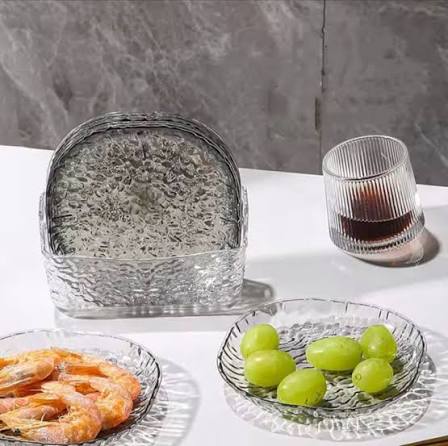 Set of 8 Premium Hammered Acrylic Plates - Shatterproof Glass-Look Serveware