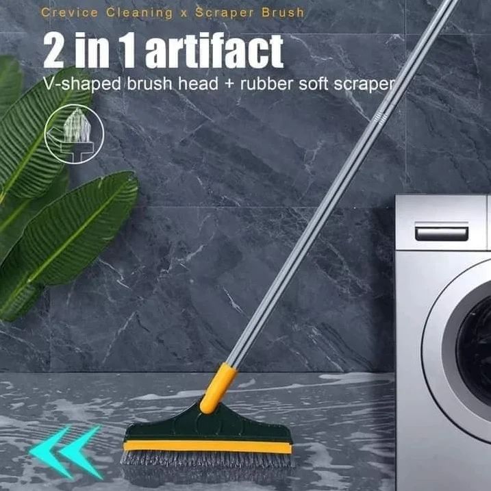Long Handle Floor Scrub Brush With Wiper
