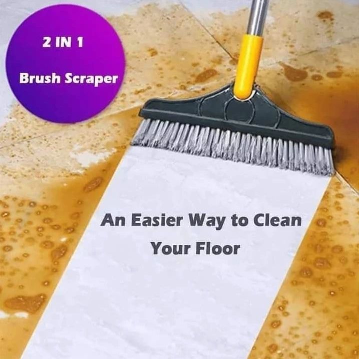 Long Handle Floor Scrub Brush With Wiper