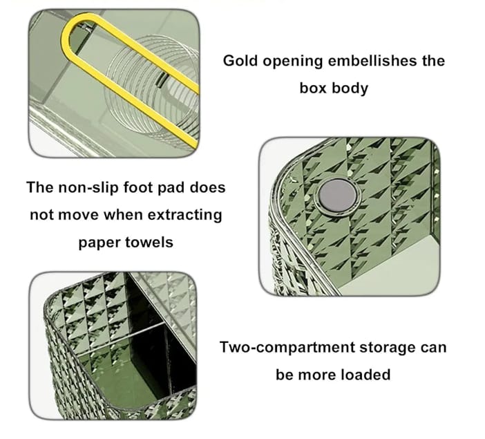 Diamond Pattern Tissue Box-Green