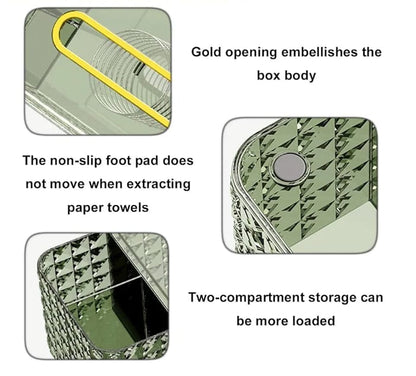 Diamond Pattern Tissue Box-Green