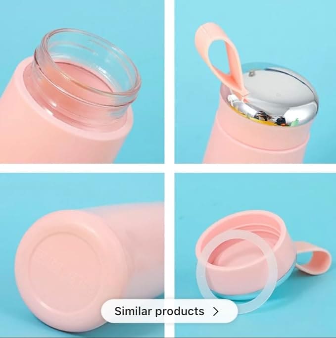 400ML Double Layer Glass Water Bottle for Gym, Sports, and Travel with Sleeve Cover