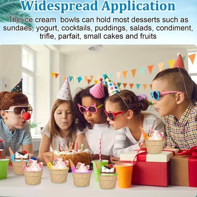 Set of 3 Reusable Cream Cups with Spoons for DIY Desserts and Tablewar
