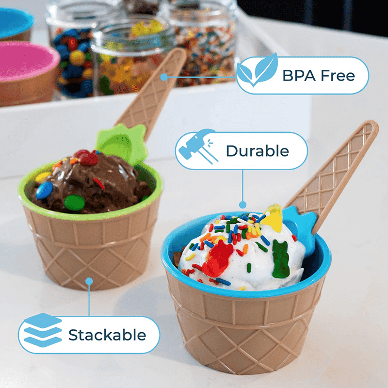 Set of 3 Reusable Cream Cups with Spoons for DIY Desserts and Tablewar