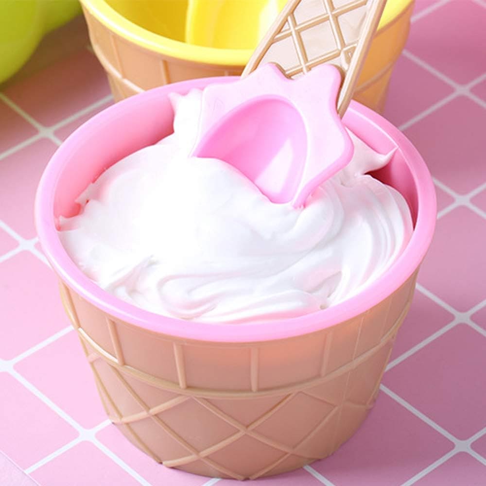Set of 3 Reusable Cream Cups with Spoons for DIY Desserts and Tablewar