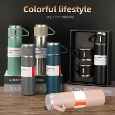 500ml Stainless Steel Vacuum Insulated Bottle With 3 Cups