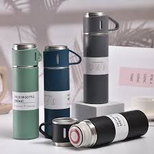 500ml Stainless Steel Vacuum Insulated Bottle With 3 Cups