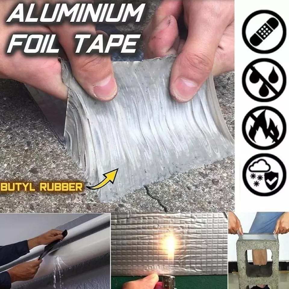 Aluminum Foil Butyl Rubber Tape, High Temperature & Waterproof Leak Proof Tape
