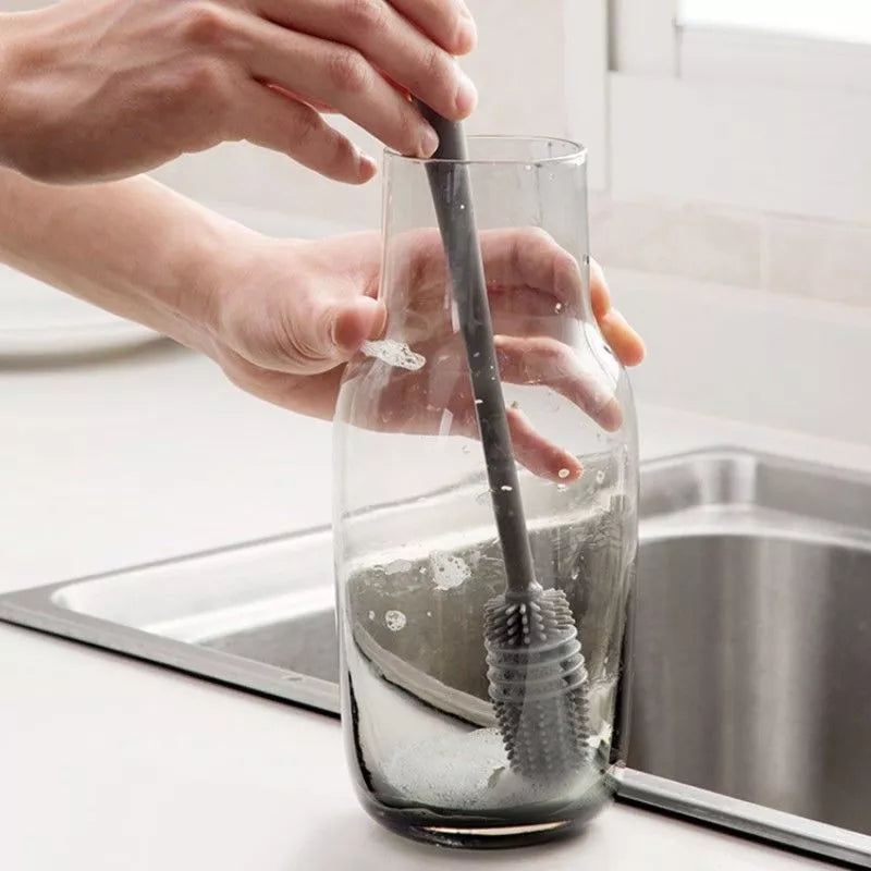 Glass Bottle Cleaning Brush Soft Rubber Flexible Silicone