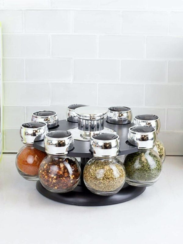 Revolving 8-Jar Spice Rack Set