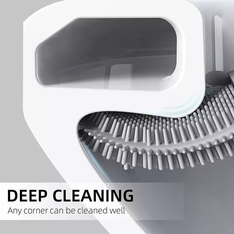 Silicone Toilet Brush With Holder Set, Flexible Toilet Cleaning Brush