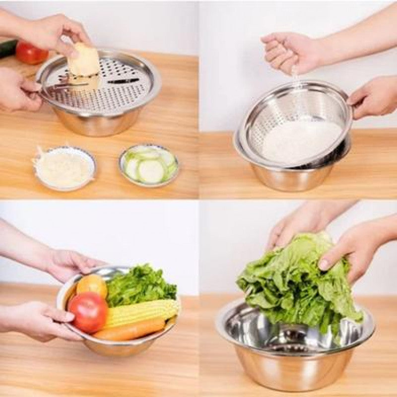 Stainless Steel 3 in 1 Grater Bowl