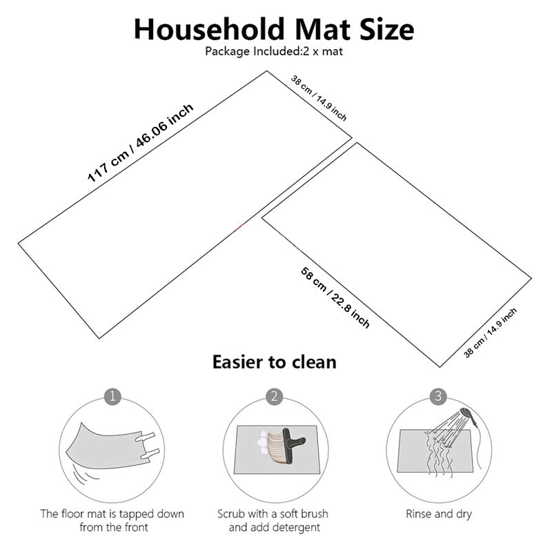 2Pcs Set Kitchen Floor Mat Non Slip