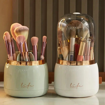 Premium 360° Rotating Makeup Brush Holder With Acrylic Lid