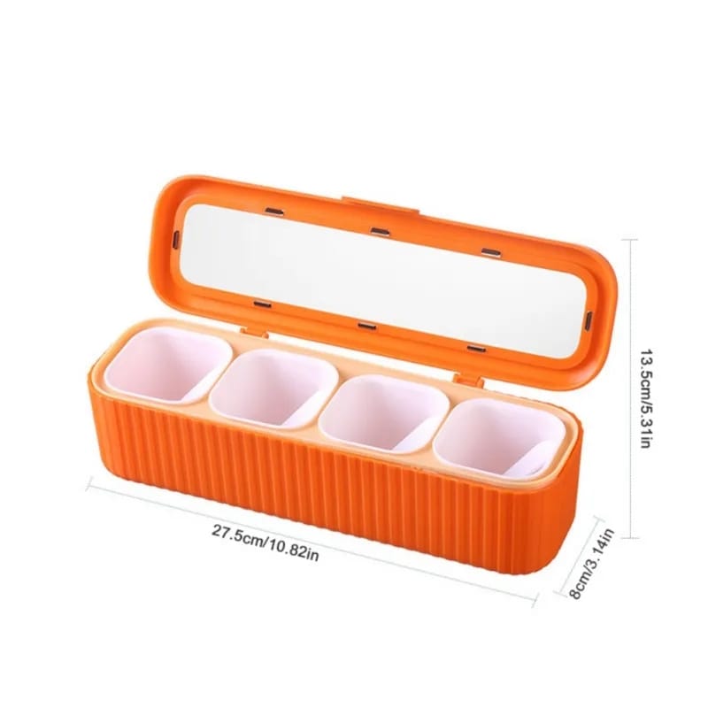 Plastic 4 Portions Seasoning Box With Jars & Spoons